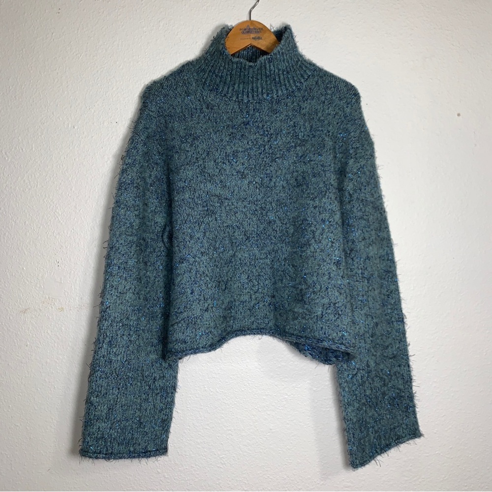 Anthropologie Zero Degree Celsius Metallic Tinsel Turtleneck Sweater Women’s S